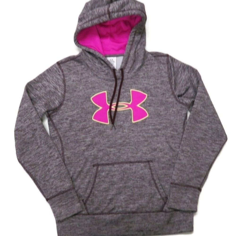 Under Armour Hoodie Womens Small Storm Fleece Big Logo‎ Twist Marled Pullover